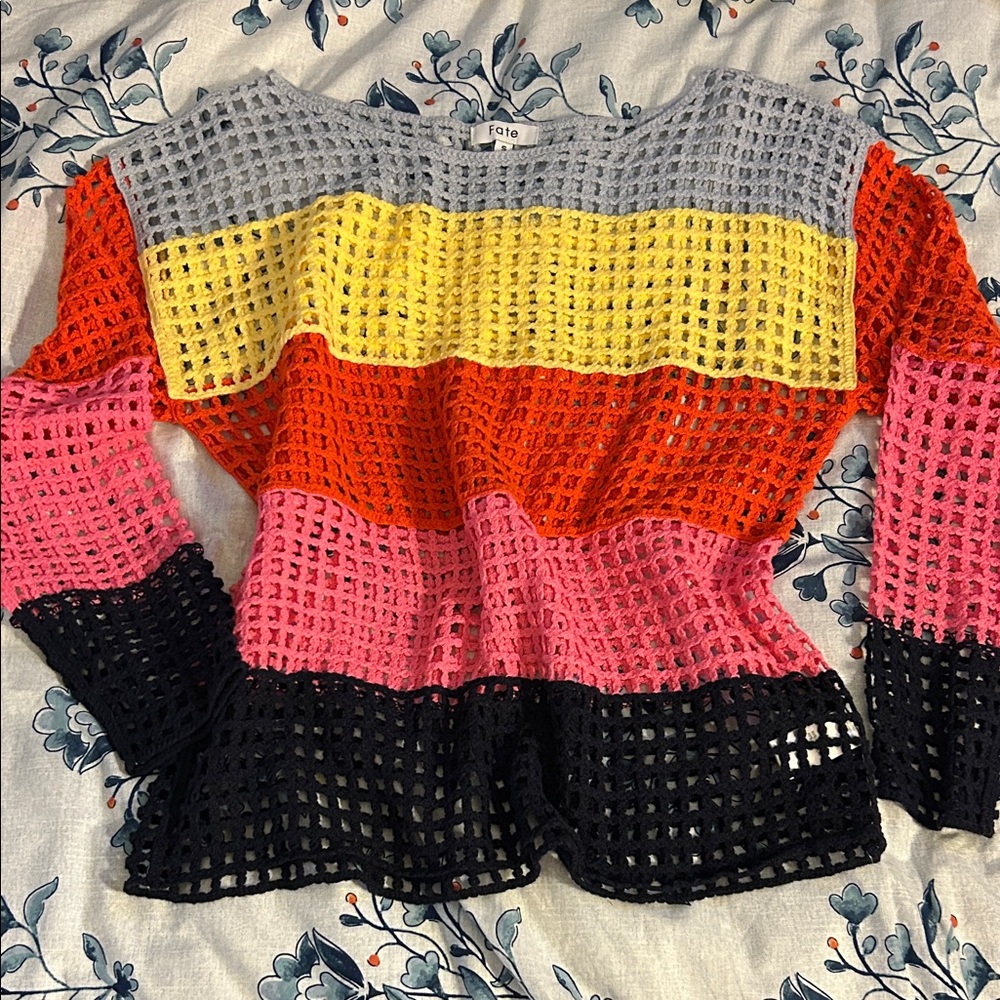 Fate Blue and Yellow Crochet Top